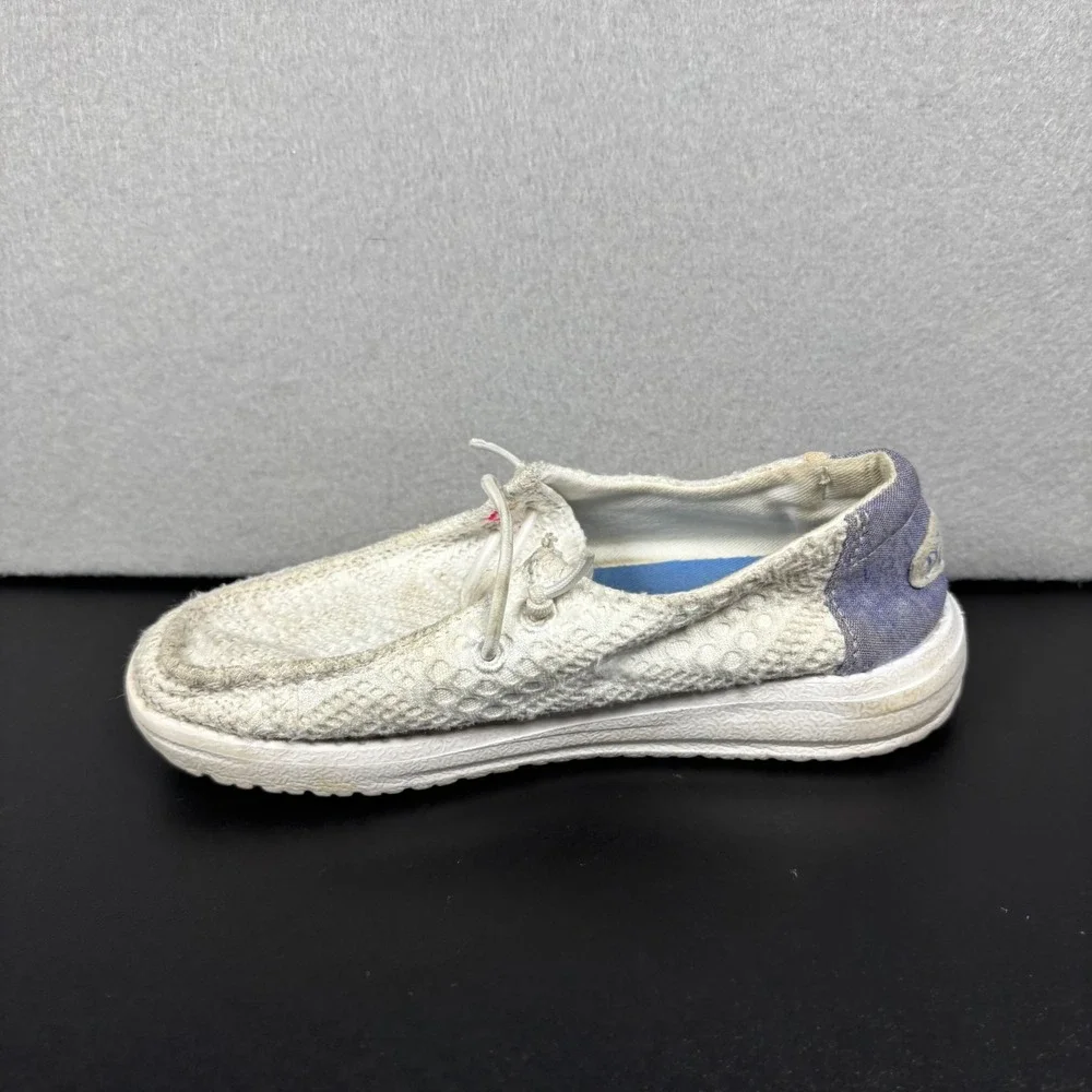 HEYDUDE Wendy Boho Crochet White Shoes Girls Youth Size 12 Kids Low Top Slip On